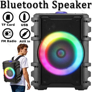 Portable 6000W Bluetooth FM Radio PA Speaker System w/ Microphone Shoulder Strap - Picture 1 of 14