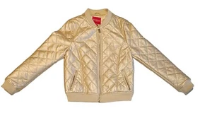 GUESS Los Angeles Girl's Youth/Teen M Quilted Coat Jacket, Metallic Gold Bomber - Picture 1 of 7