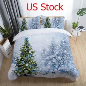 Chrismas Snow Tree Duvet Cover Set 3D Digital Comforter Cover Bedding Set Gifts - Picture 1 of 12