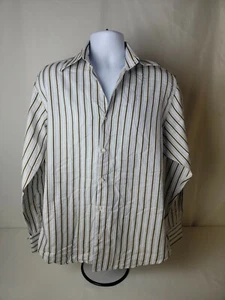 Equilibrio Modern Men’s Blue & Beige Stripe Cotton Button Up Long Sleeve Shirt M - Picture 1 of 2