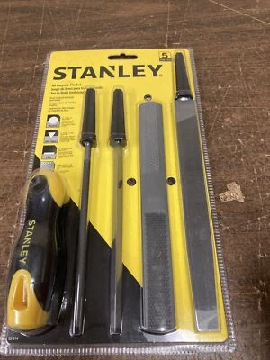 FILE SET,5-PC W/HANDLE STANLEY by STANLEY TOOLS New - Image 1 of 3