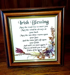 Vintage “Irish Blessing” Dried Flowers Framed Art Signed 7x6.5” Made in Ireland - Picture 1 of 6