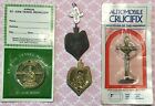 Vtg Sacred Heart Auto League & Missionhurst Travel Crucifix Medallions-Estate