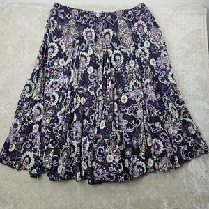 Jessica London Skirt Womens 30W Floral Paisley Boho Maxi Pleated Plus Purple - Picture 1 of 5