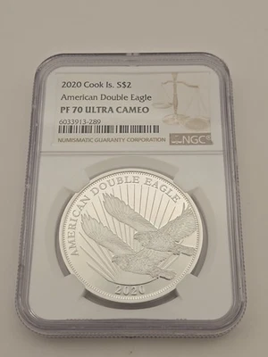 2020 COOK ISLANDS AMERICAN DOUBLE EAGLE Silver $2 NGC PF70 - Image 1 of 4