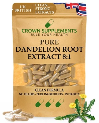 Pure Dandelion Root Extract Capsules | Clean Supplements | Crown Supplements - Image 1 of 2