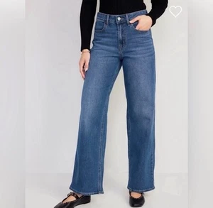 Old Navy *NWT* High Rise Wow Wide Leg Jeans Size 16 Long Medium Wash Stretch - Picture 1 of 5