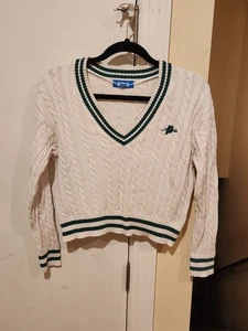 Maglione Prince Pickleball maglia cavo scollo a V XS bianco bordo verde - Foto 1 di 7