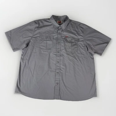 Wrangler Mens Short Sleeve Button Up 2XL Gray Work Shirt Workwear Chest pockets - Image 1 of 4