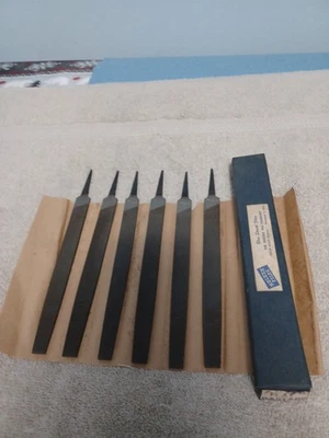 Vintage Nolvex Blue  Streak Files 6 Count 8" Flat Bastard Files Made In USA New - Image 1 of 4