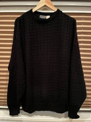 St John’s Bay USA Made Black Cotton Knit 80s 90s Used Men Short Sleeve Top - Image 1 of 4