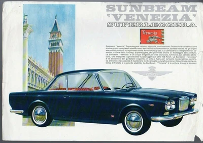 Sunbeam Venezia Superleggera 1963-1964 Italian Market Single Sheet Brochure FAIR - Image 1 of 2