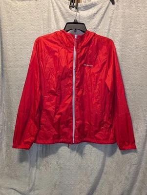 Columbia Women's Flash Forward Windbreaker Camelia Red Packable Hooded Pockets  - Image 1 of 4
