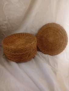 Paper Plate Holder Wicker Rattan Straw Bamboo Lot Of 12 Picnics Camping - Picture 1 of 4