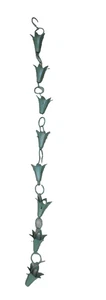 Rain Chains Decorative Turquoise/Gold Bells with 8 Cups, Decorative Rain Catcher - Picture 1 of 6