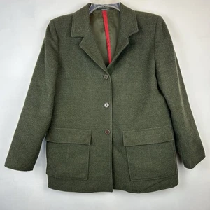 Vintage Wool Coat Womens Large Barn Chore Green Button Up Lined Capsule Classic - Picture 1 of 11