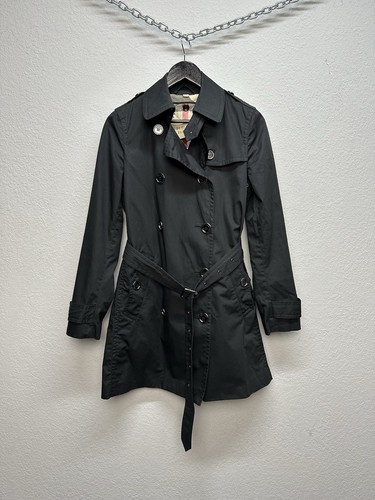 Burberry Brit trench donna doppiopetto nova check nero USA 6 UK 8