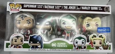Funko POP! DC SUPER HEROES NAVIDAD PAQUETE DE 4 SUPERMAN / BATMAN / JOKER / HARLEY Foto 1 de 4