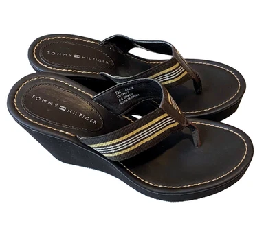 Tommy Hilfiger Allie 坡跟凉鞋,棕色,7 码 — 第 1/4 张图片