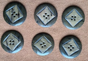 ART DECO TWO-TONE BUTTONS x 6 (shades of green) - Picture 1 of 4