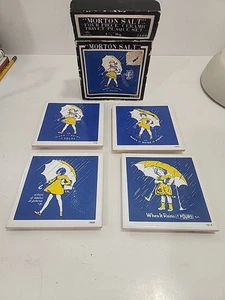 Vintage "Morton Salt" vierteiliges Keramikfliesen Untersetzer/Plakette Set (2100) - Bild 1 von 9