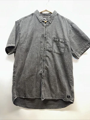 Quicksilver Black Short Sleeve Button Down Charcoal Grey  (Size Extra Large) - Image 1 of 4
