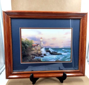Thomas Kinkaid "Beacon Of Hope" Matted  16x13 Faux Cherry  Wood Frame = - Picture 1 of 6
