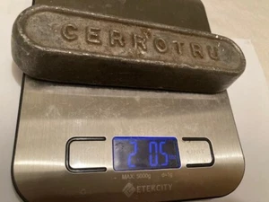 VINTAGE CERROTRU 2 LB LEAD INGOT - 6" X 1 1/2" X 7/8" - Picture 1 of 9