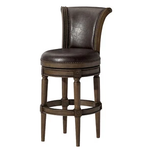 Maven Lane Bar Stool in Walnut Finish w/Marksman Saddle Vegan Leather (Open Box) - Picture 1 of 6