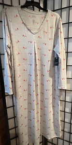 Neu Croft & Barrow grau Kardinalmuster Spitzenbesatz Nachthemd Plus Größe 1X - Bild 1 von 4