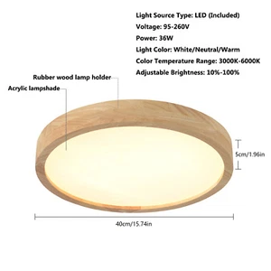 40 cm Moderne LED Deckenleuchte Einfache Log Unterputz Kreis Deckenlampen 36W - Bild 1 von 17