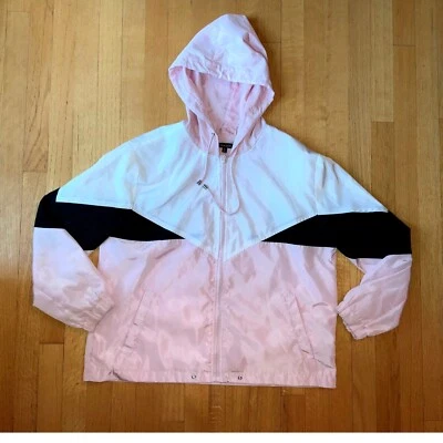 Chaqueta cortavientos New Look Color Block con capucha ligera rosa blanco negro L Foto 1 de 4
