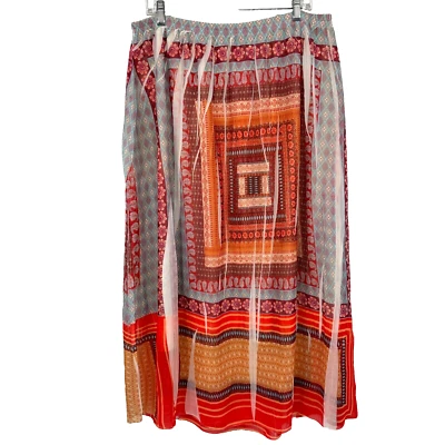Maxi Falda Unity Boho Talla 1X Fluida Chifón Superposición Artística Cintura Elástica Festival Foto 1 de 4