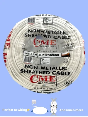 CME WIRE & CABLE 14/2 + GROUND COPPER BUILDING WIRE, NM-B CABLE, 250-FEET, DEAL