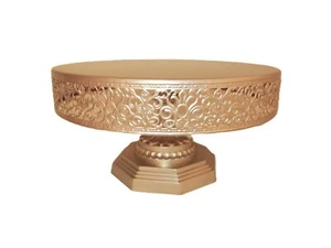 Metal Cake Stand Antique Gold/Brown 12" Dia Dessert Cupcake Stand NWOT - Picture 1 of 5