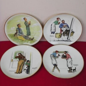 Lotto 4 piatti da collezione Norman Rockwell Gorham 1976 1979 primavera estate inverno - Foto 1 di 7