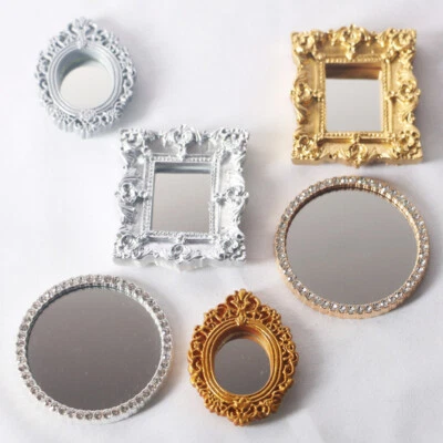6PC Retro Mirror 1/12 Scale Dollhouse Miniatures Accessories Vintage Ornament - Image 1 of 4