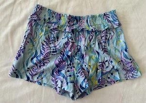 Lilly Pulitzer L 8-10 Girls Molly Shorts Blue Oasis Tint Swim Shady GUC - Picture 1 of 3