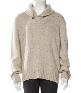 Polo by Ralph Lauren Alpaca Wool Blend Sweater Shawl Collar Oatmeal Men's XL - Picture 1 of 9