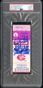 Johnny Bench Carlton Fisk Signed 1975 WS Game 3 Ticket PSA/DNA Certified 10 HOF - Picture 1 of 3