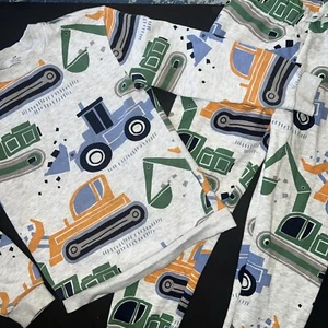 H&M BOYS 7-8 CREWNECK+JOGGERS Gray Blue Orange Green Tractor Cotton Fleece HM - Picture 1 of 9