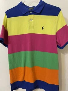 Polo Ralph Lauren Shirt Boys Large 14/16  Wide Striped Multi Color Block - Picture 1 of 4