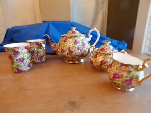 5-teiliges Royal Albert Old Country Roses Bone China @1999 Chintz Collection Teeservice - Bild 1 von 5