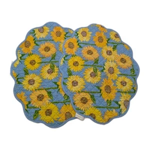 Sunflower Quilted Placemats Set Of 2 Cottagecore Shabby Chic Boho Summer - Picture 1 of 8