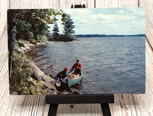 Chez Ben, Lac Baker, Beaching Canoe, New Brunswick, Canada Postcard - Picture 1 of 4
