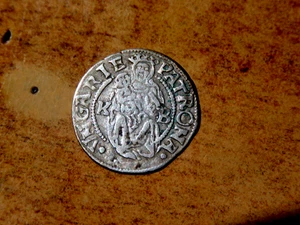 Schöner 1528 UNGARN König Ferdinand MADONNA & KIND ANTIK alter Silber Denar DF2 - Bild 1 von 2