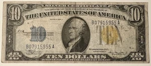 Series 1934 $10 Dollar Bill Federal Reserve Note - Circulated w/Rare Gold Seal - Picture 1 of 2