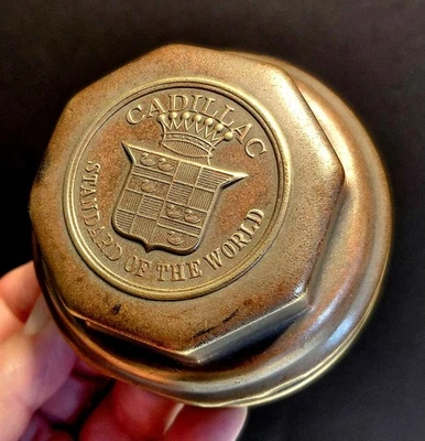 CADILLAC Original Nickel Brass Screw-on Hubcap 1926-29? For Wood Wheels Front - Image 1 of 4