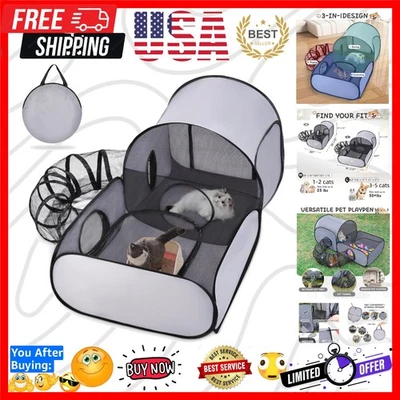 Parque infantil para mascotas con túnel envolvente, parque infantil para gatos exterior/interior con transpirable... Foto 1 de 4