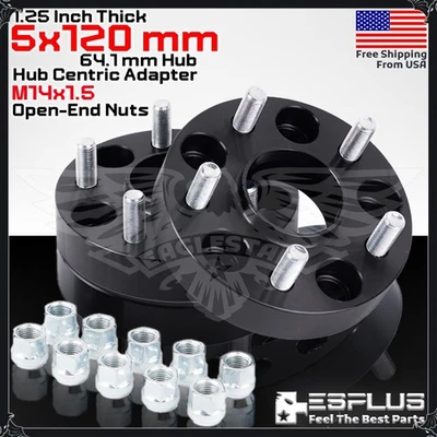 Adaptador espaçador central cubo 2x 1,25" 5x120 64,1 ajuste Civic Type-R/Tesla modelo S/X - Imagem 1 de 4
